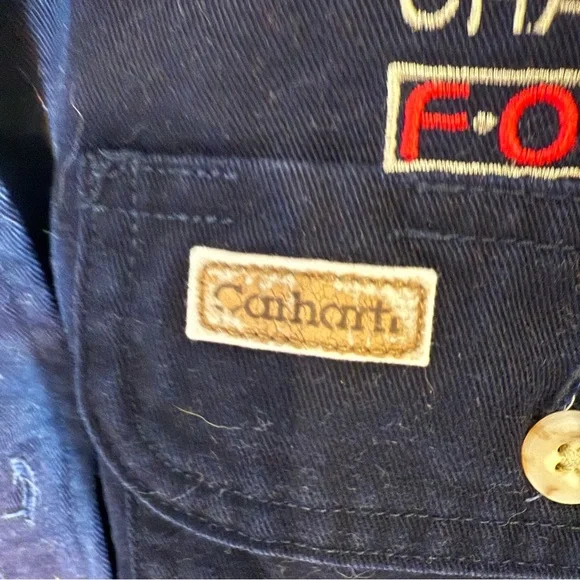 CARHARTT Men’s Navy Blue Oakman Work Thick Button Down Shirt DCT Logo Size 2XL - Picture 6 of 11